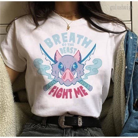 Camiseta Básica Algodão Unissex Breath Fight Me Anime Demon ! font t-shirt