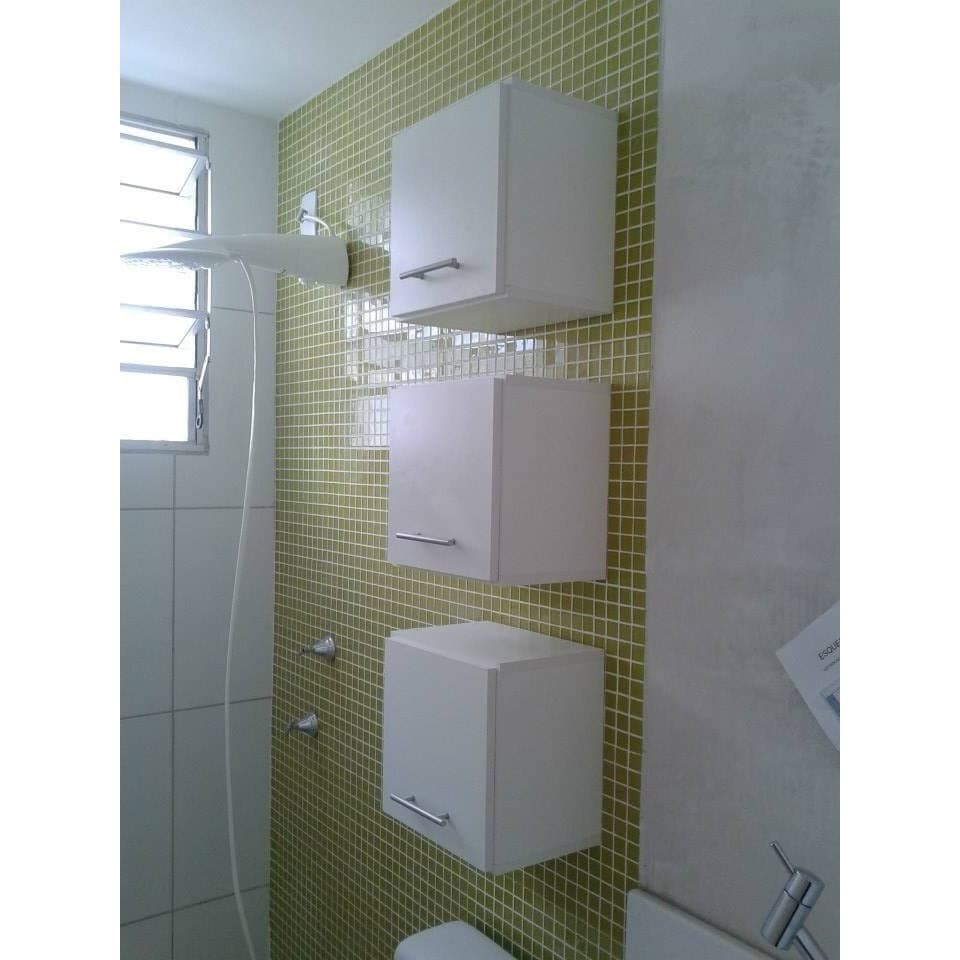 Trio De Nicho Armário Decorativo 100% Mdf 30x30x15 C/ Porta Branco