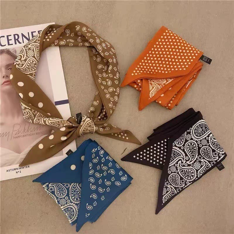 Lenço de Seda Estilo Novo Coreano Ins Paisley Fita Mulheres Versátil Decorativo Lenço de Pescoço Bolsa Laço Cabelo Faixa