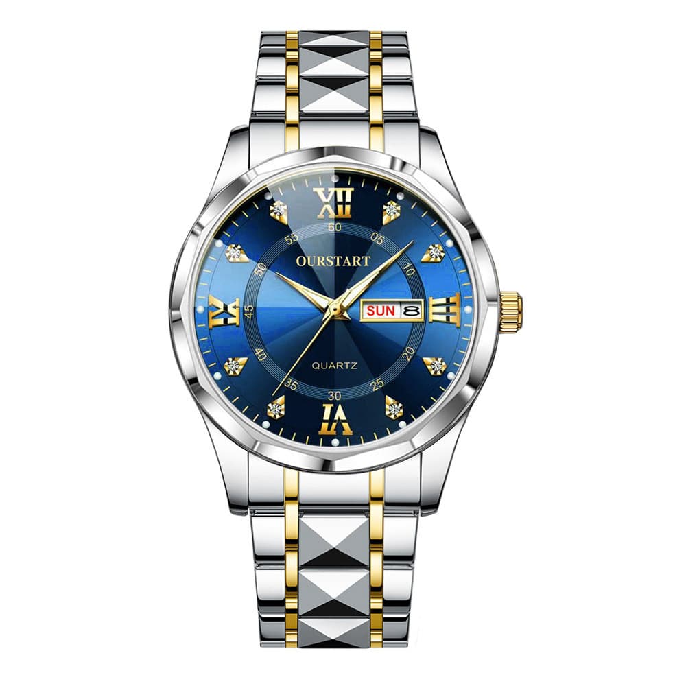 Relógio masculino transfronteiriço liga de aço banda quartzo calendário luminoso relógio masculino novo estilo