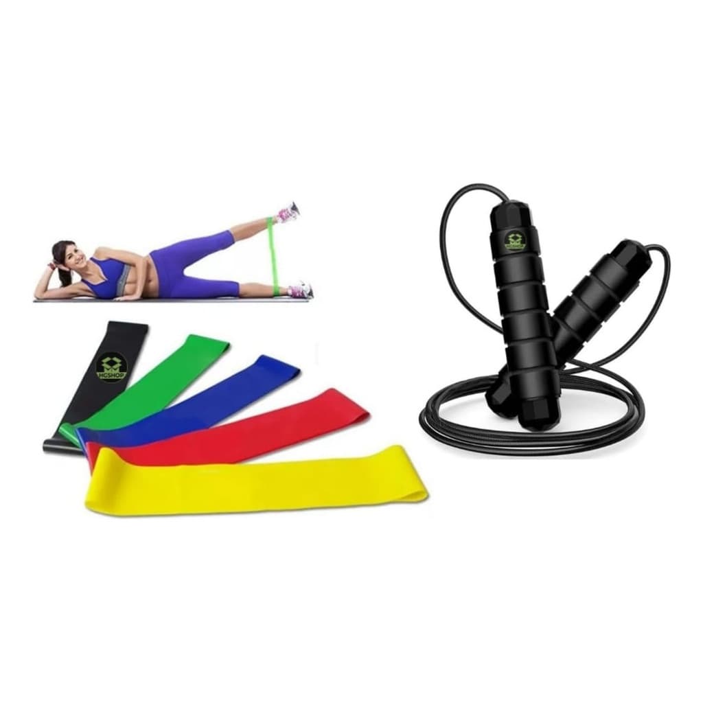 Kit 5 Mini Bands + Corda Treino Exercícios Em Casa