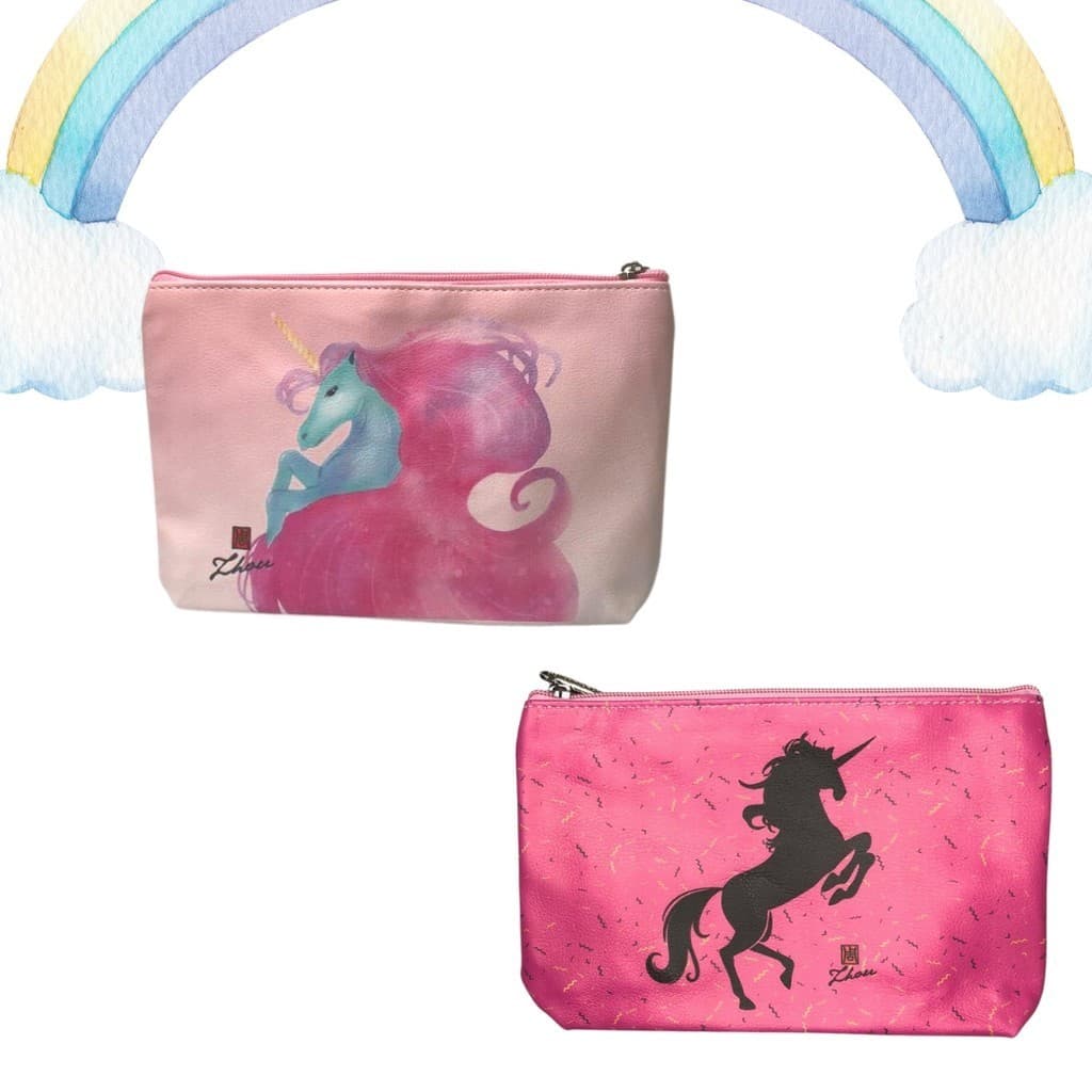 Nécessaire Estojo de Unicórnio Pink Infantil Kids