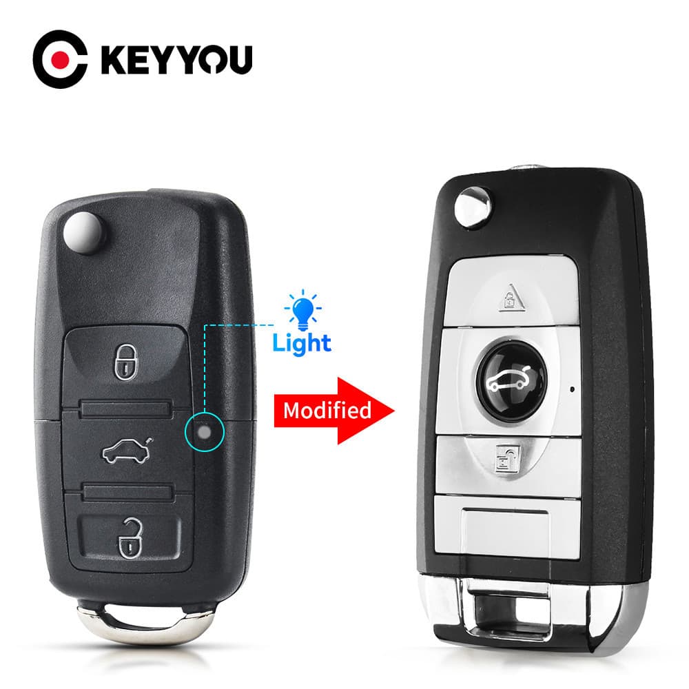 Chave Remota Para Volkswagen G5 Polo Fox Voyage Gol Passat Touran Jetta Seat Skoda 3 Botões