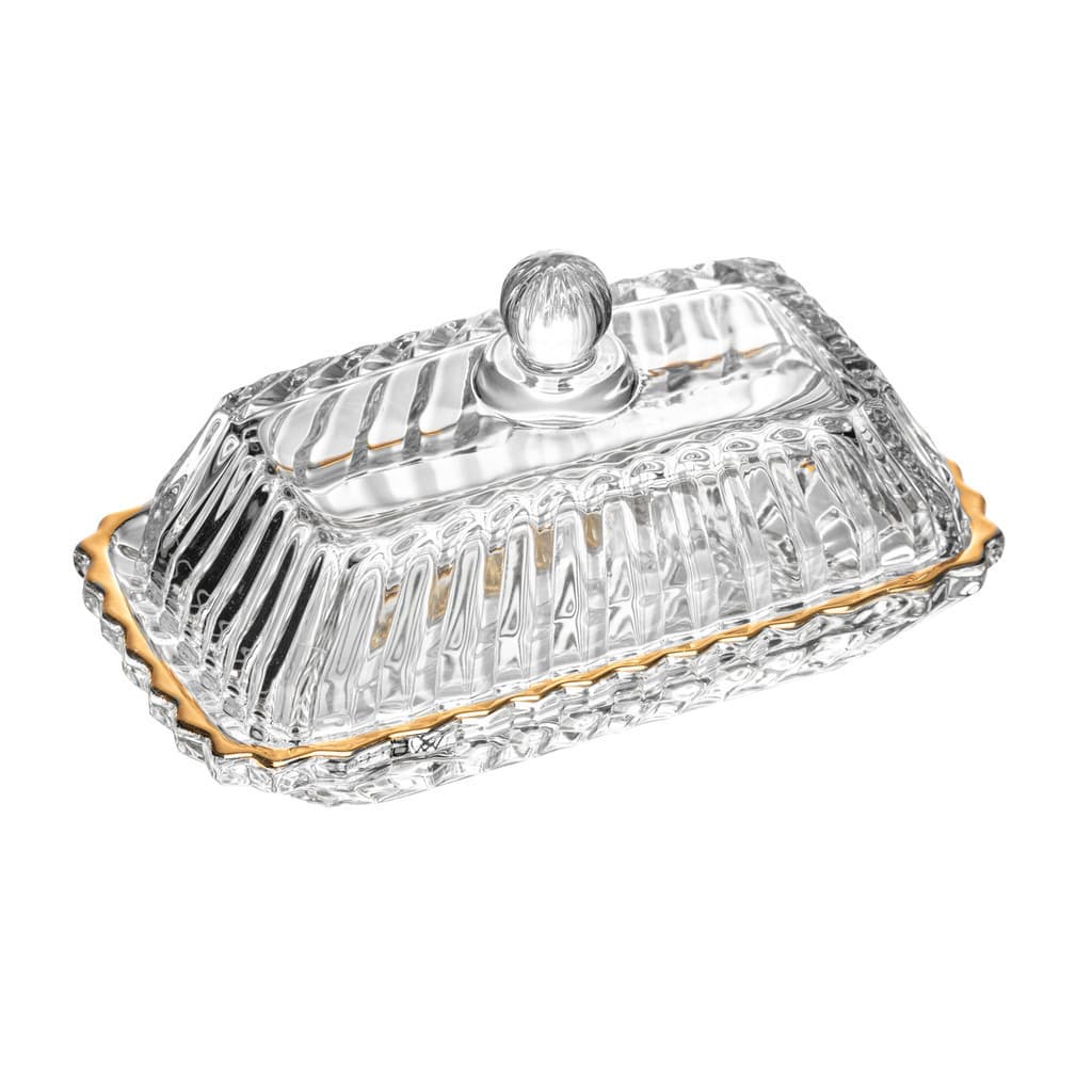 Manteigueira 15,5cm Borda Dourada Cristal Imperatriz Wolff