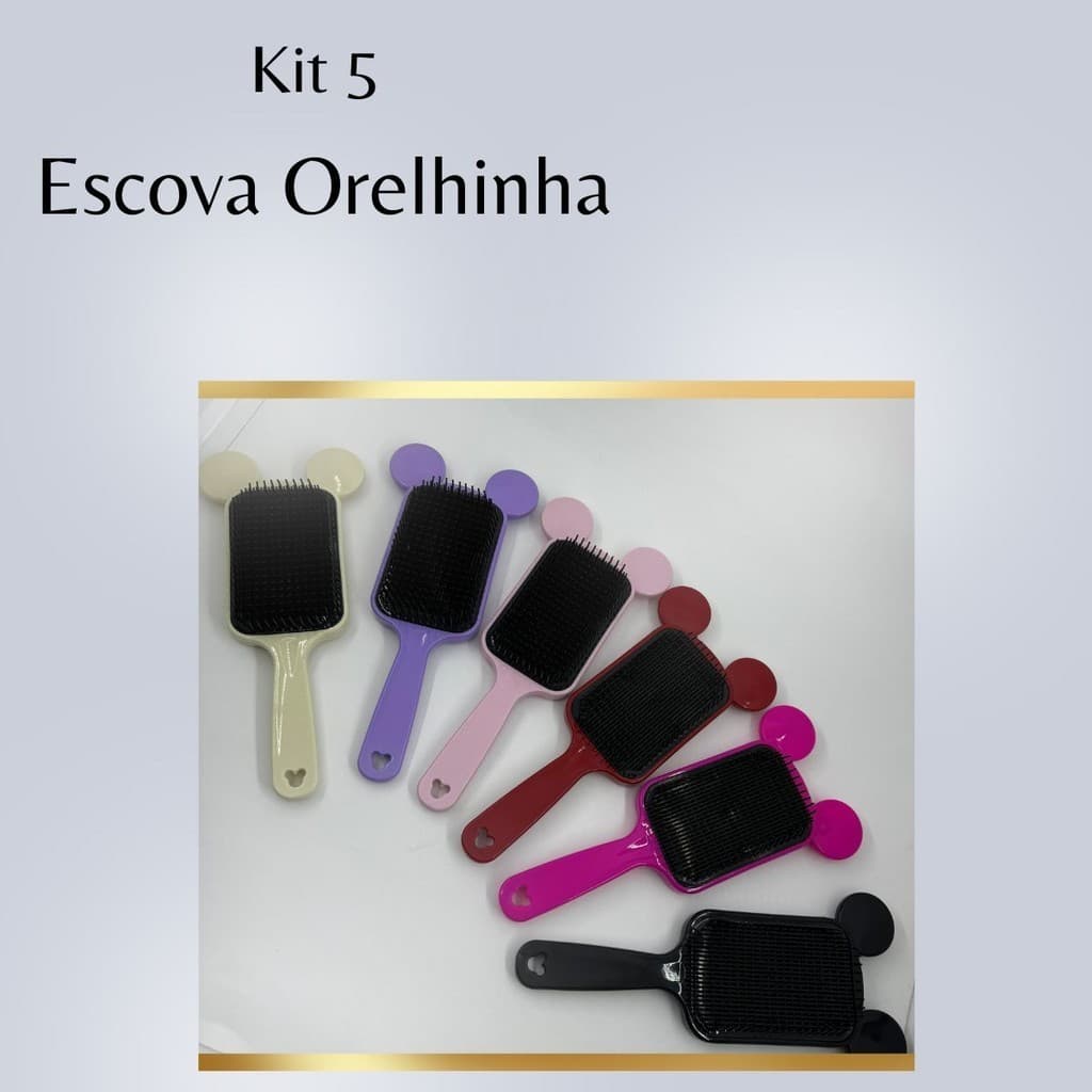 Kit 5 Escova Flex Orelhinha | Escova Para Cabelo | Cuidados Com Cabelo | Beleza