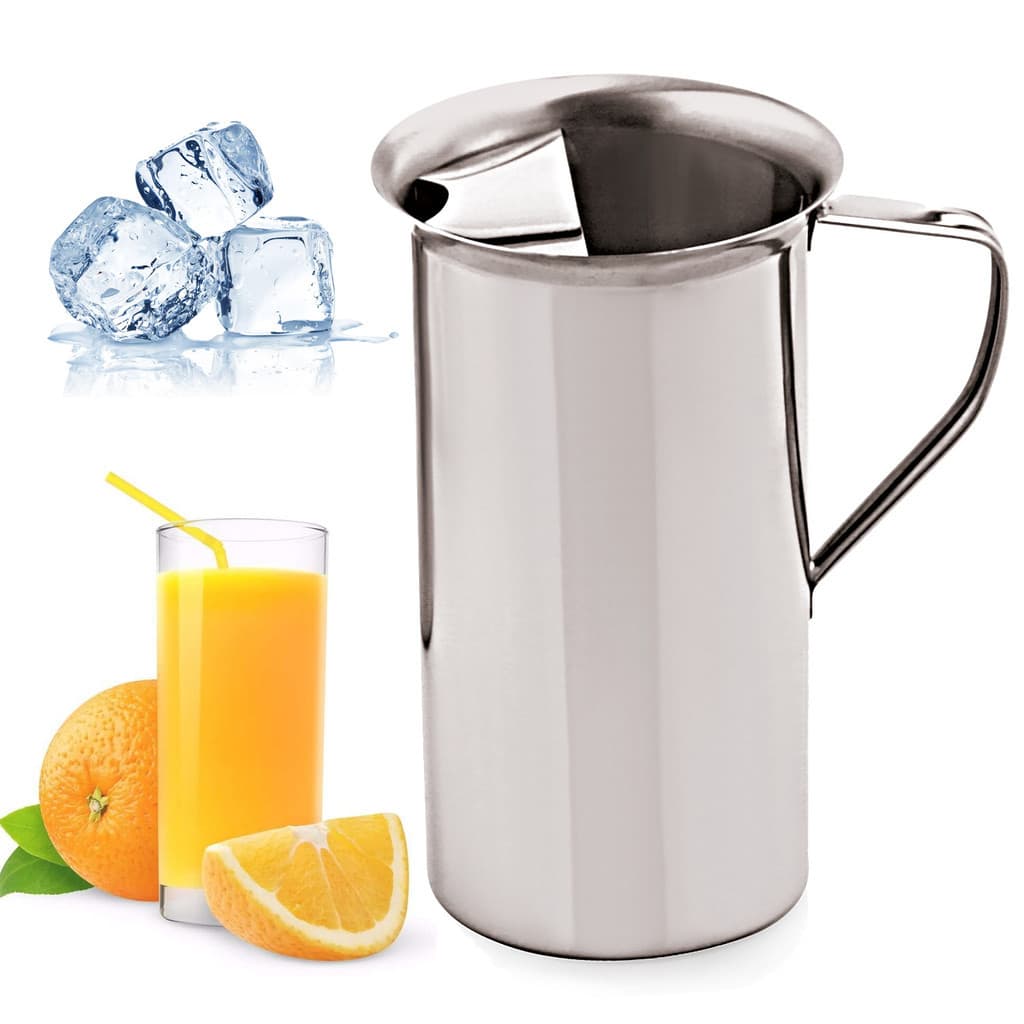 Jarra C/ Aparador De Gelo 1800ml Suco Água Bebidas Aço Inox