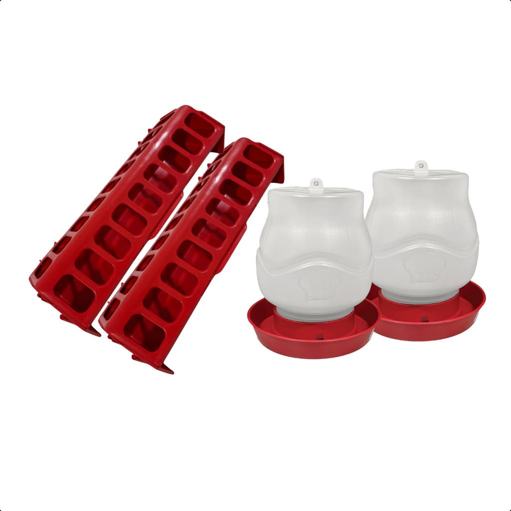 Kit 2 Comedouro Calha 30cm 2 Bebedouro Com Rosca 1,25L Aves