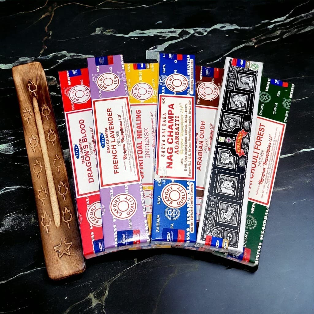 Kit Favoritos - 7 aromas Incenso Satya Massala + incensário