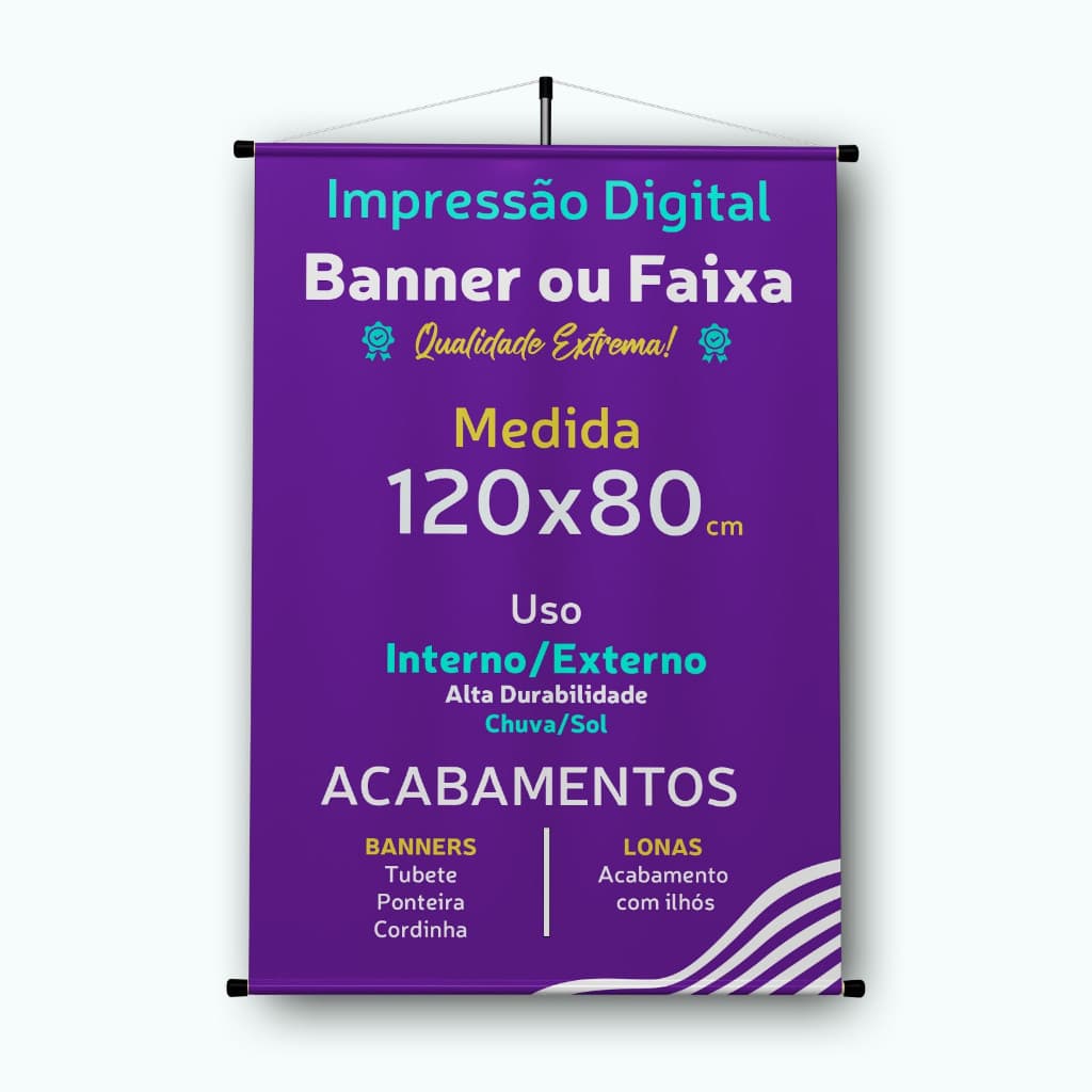 Banner 120 x 80 cm Lona com Ilhós ou Adesivo - ENVIE SUA ARTE -  Impressão Digital de Alta Qualidade