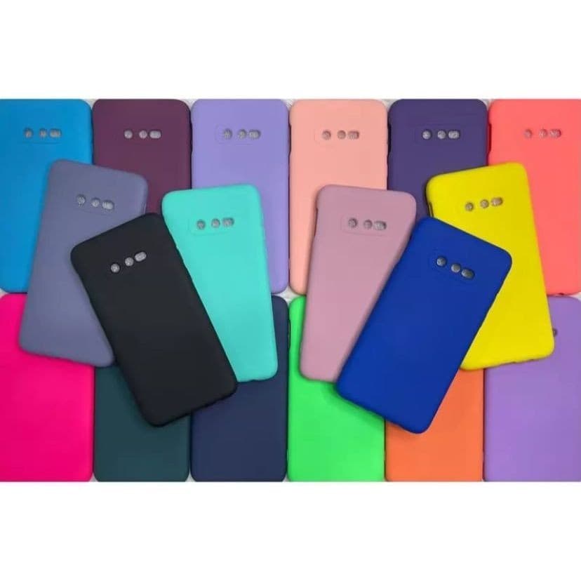 Kit - Capa Capinha Case + Película Samsung Galaxy S10E Silicone Aveludado Protetora Colorido