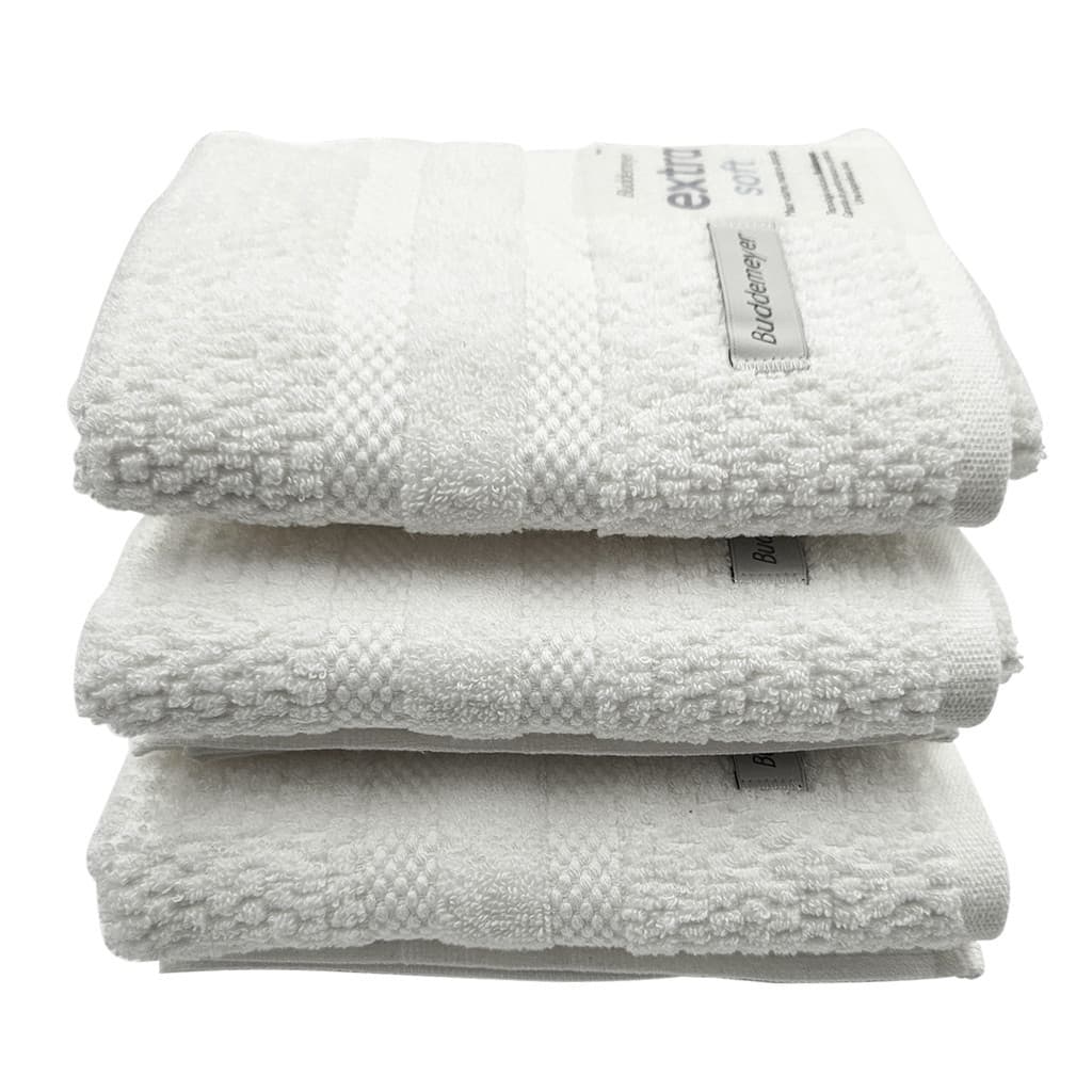 3 Toalhas Buddemeyer Vanilla Rosto Algodão ExtraSoft Brancas