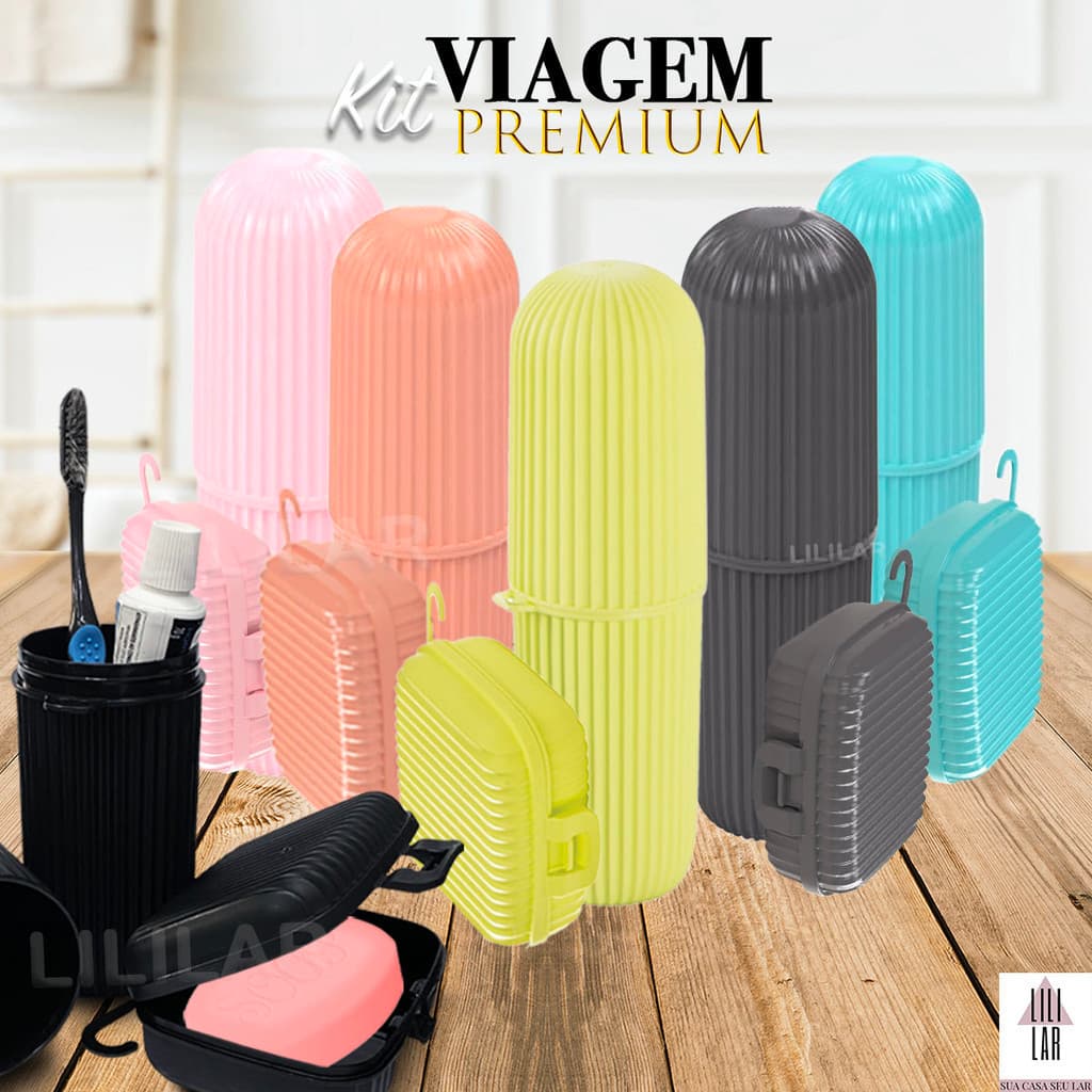 Kit Viagem Premium Porta Escova de Dente Box Multiuso e Saboneteira