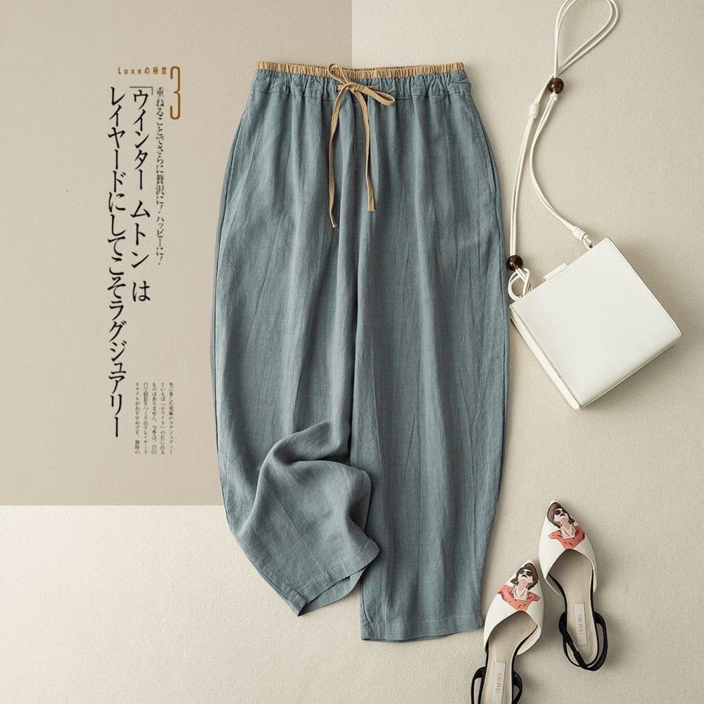 2024 Retro Commuter calças estilo japonês algodão linho Lyocell perna larga calças casuais soltas Drape calças retas mai