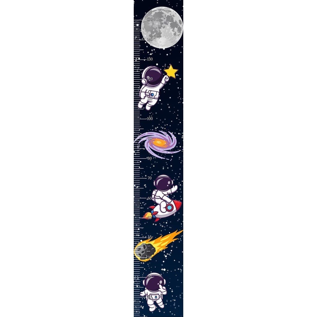 Adesivo de Parede Astronauta Espaço Foguete Regua de Crescimento Infantil 25x160cm Menino Removivel