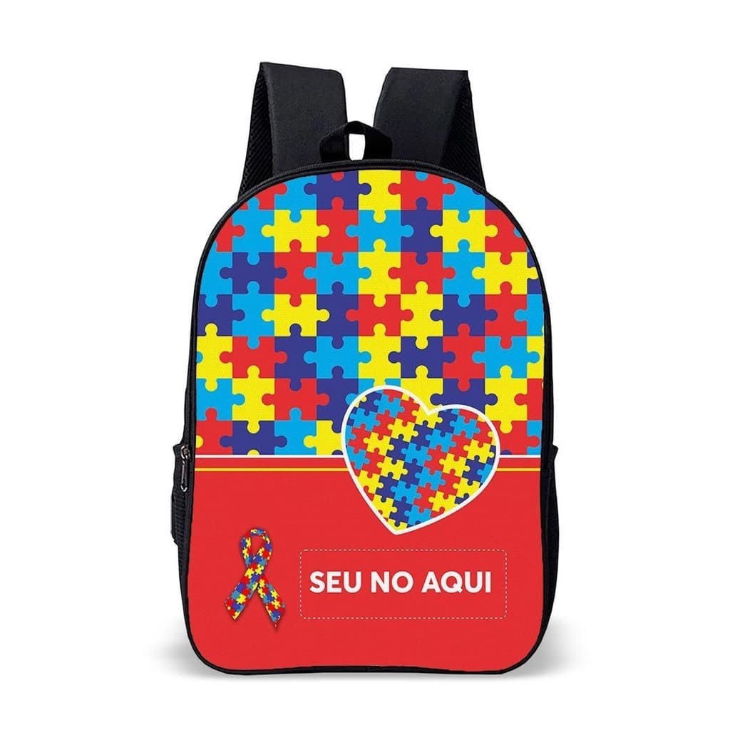 Mochila Estojo Escolar Volta as Aulas Kit ou Avulso TEA Autismo Infantil Estampa Criativa Colorida
