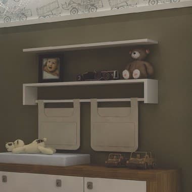 Kit Porta Fralda Com Prateleira Branco Decoração Quarto Bebê