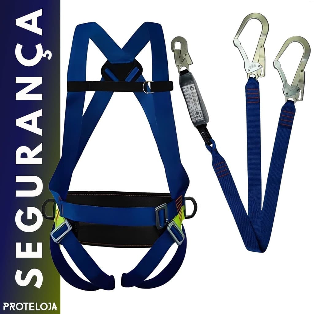 Life 2004 E 6002 Cinto 3 Pontos E Talabarte Com Abs Y Altura Segurança Epi Cor Azul