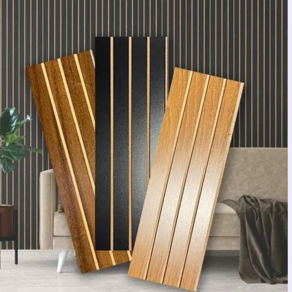 Kit com 5, 10, 15 ou 20 Ripas Painel Ripado MDF 45x11cm Autocolante Revestimento Decorativo