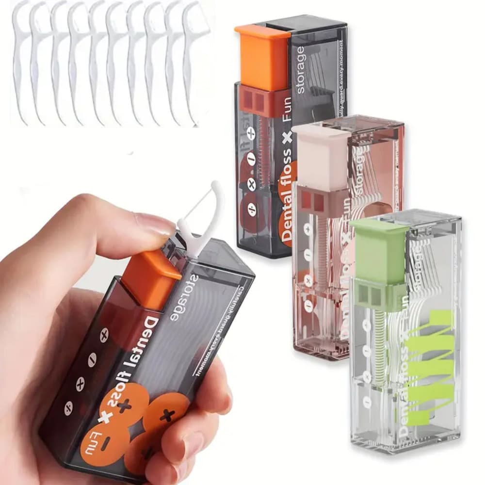Caixa De Armazenamento Automática De Fio Dental Portátil Dispensador Reutilizável Organizador Caso Limpeza Cuidados Orai