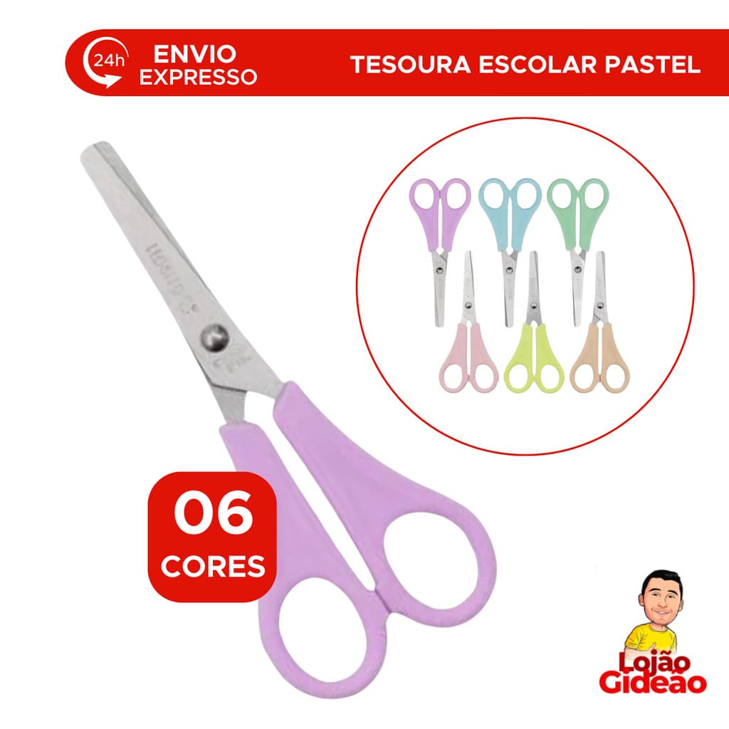 Tesoura Escolar Plus Pastel Colorido Leo&Leo