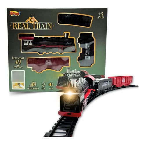 Trem Eletrico Ferrorama Luz E Som 13 Peças Trenzinho Vagões