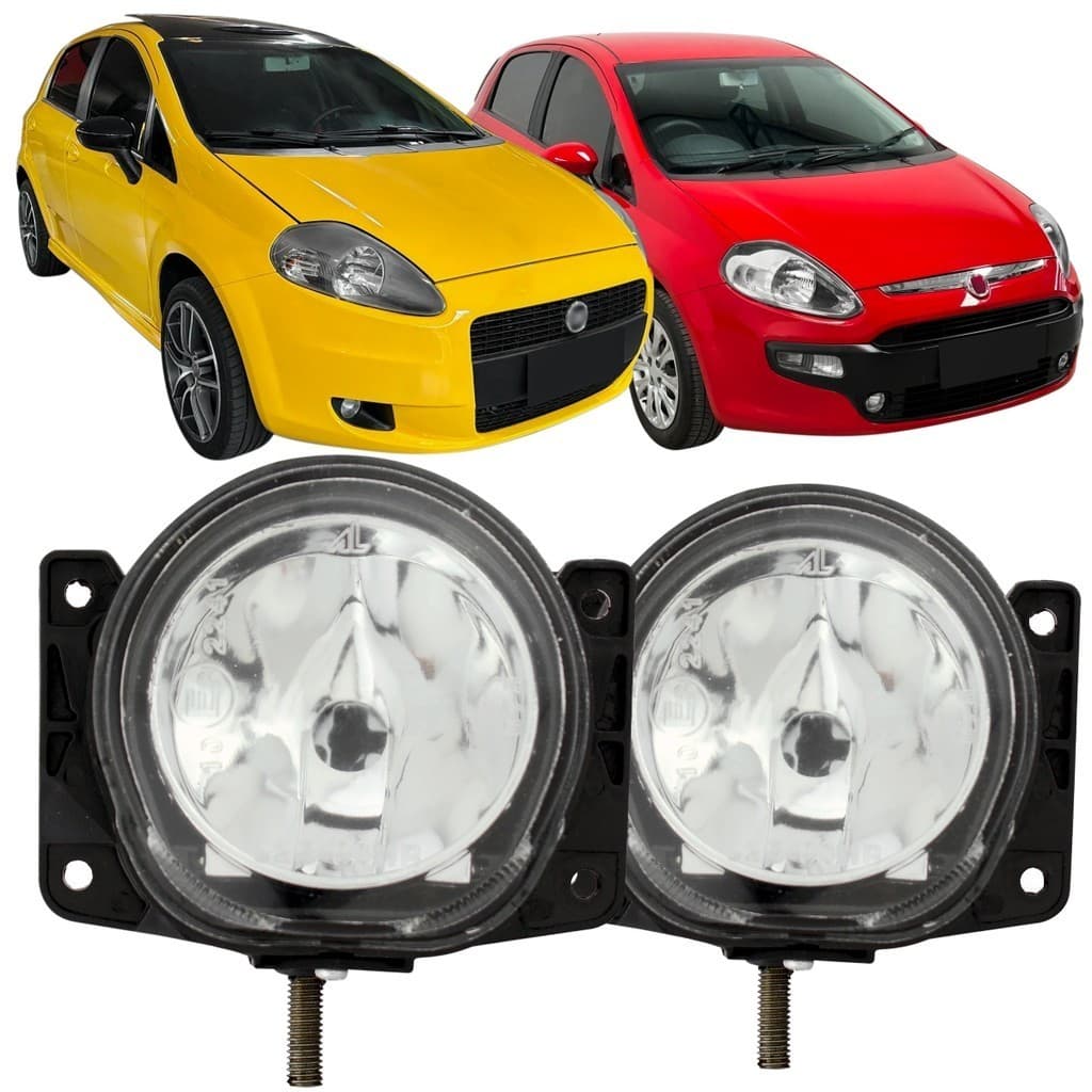 Par Farol Milha Auxiliar Fiat Punto 2007 2008 09 10 11 12 À 2017 Lente de Vidro