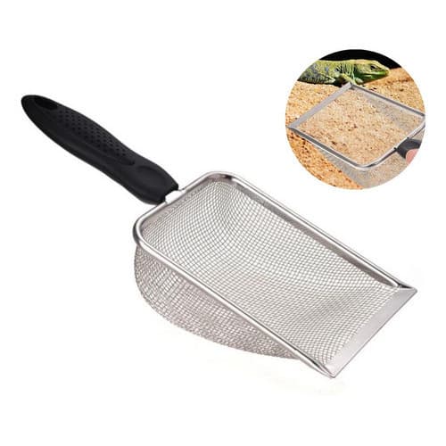 Pá Pazinha Higiênica Para Gatos Cachorros Peneira Pegador Catador Coletora De Fezes Caixa De Areia Aço Inox Malha Fina
