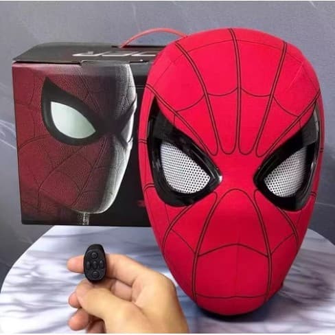 Máscara Elétrica Do Homem-Aranha Com Controle De Anel Olhos Piscantes Podem Brilhar Mágicomente : Longe De Casa Brilhante Capacete De Dramatização