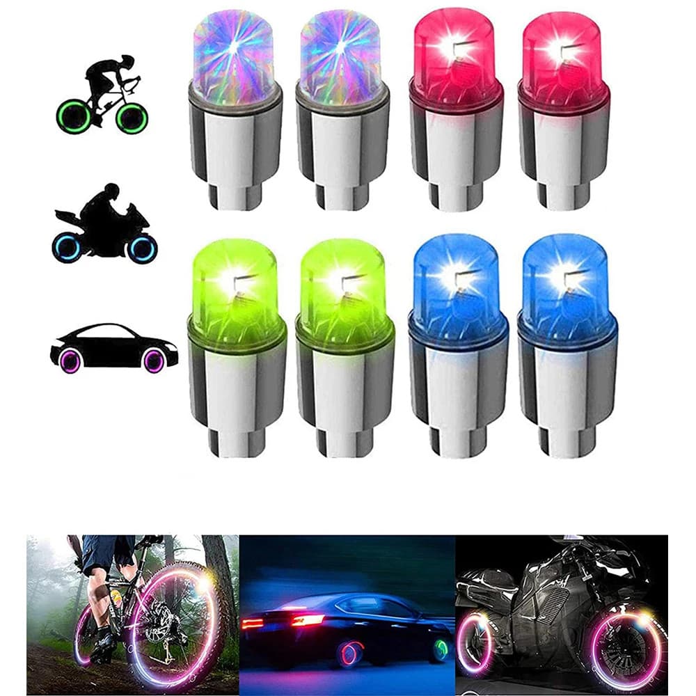 4Pcs Luzes LED De Rodas-Bike Tire Válvula De Pneus Haste Neon Lâmpada De Para Motocicleta De Carro Tampa De Bicicleta À Prova D'água