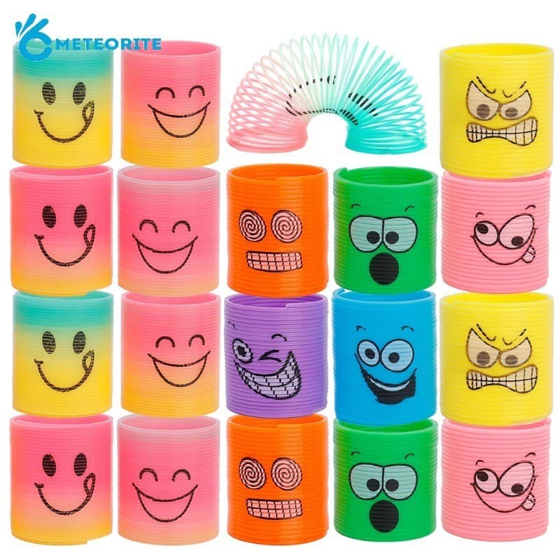12PCS Rainbow Magic Springs Circle Toys-Smiley Funny Face Stacking Circles-Festa De Aniversário Infantil Lembranças Prêmios Do Jardim De Infância