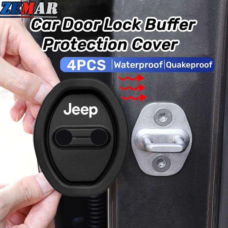 Jeep 4Pcs Jipe Silicone Proteção Da Fechadura Porta Do Carro Tampa Amortecedor Acessórios Silenciosos Para Renegade Compasso Willys Wrangler jk Grand Cherokee Comandante