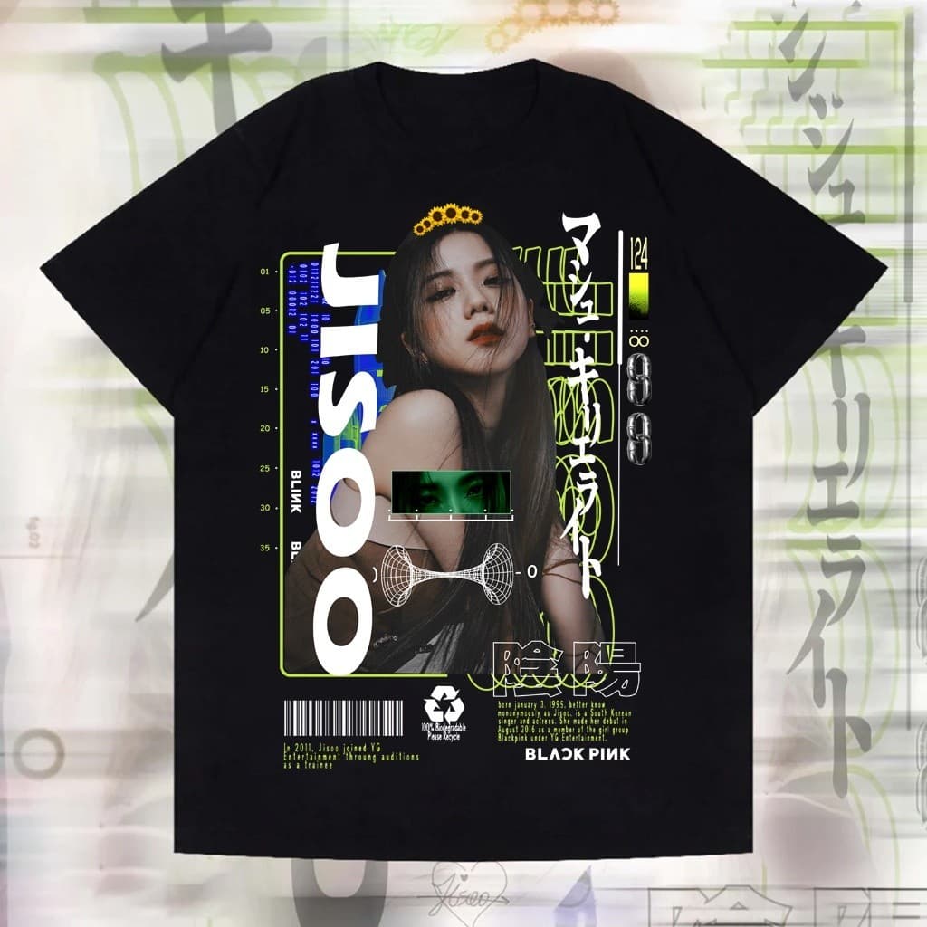 Camisa Camiseta T-shirt Unissex Algodão Jisoo  Blackpink 90' Kpop Grupo