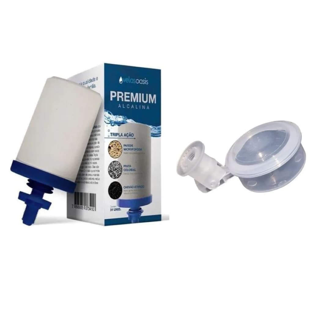 Kit 01 un Vela Oásis Água Alcalina Tripla Ação Prata  + 01 un Boia Original Oasis Dosadora