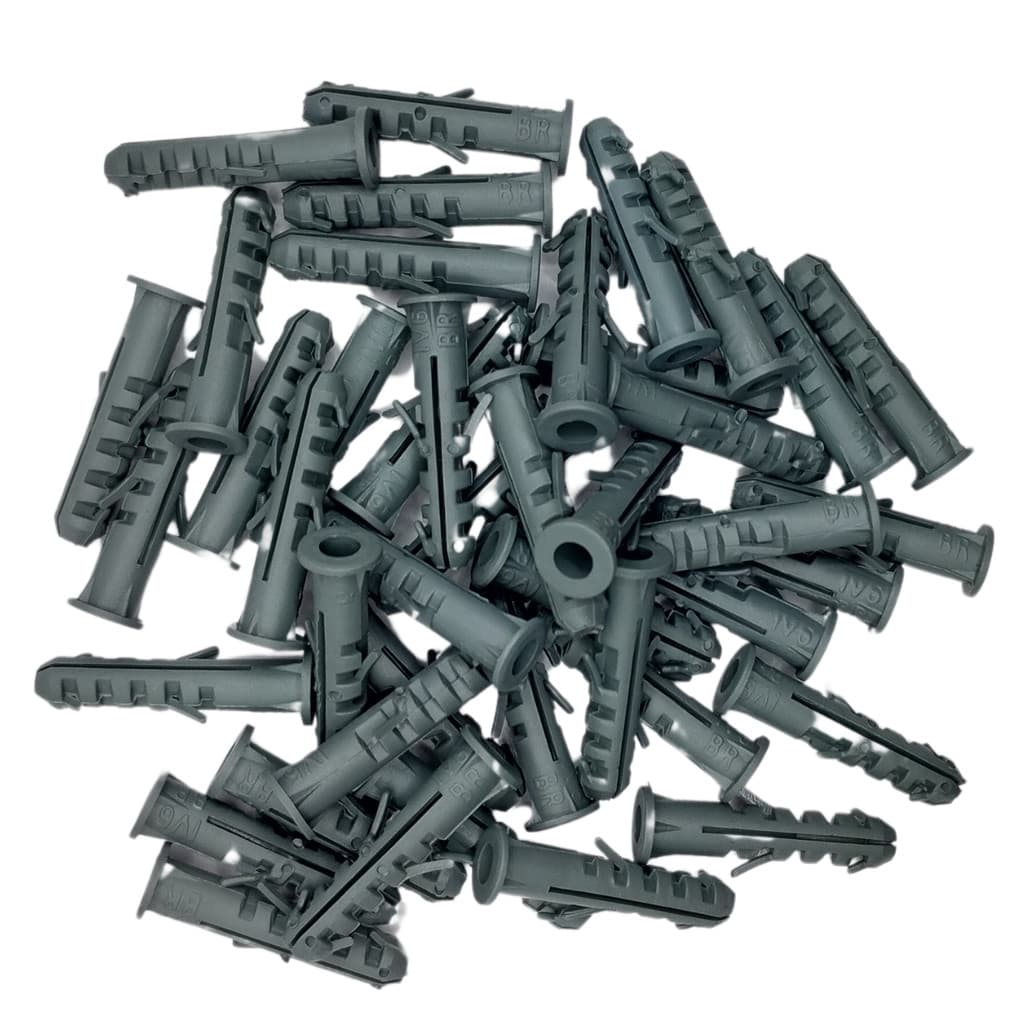 Pacote 100 Bucha 6mm anel Iv Plast Convencional Comum Aba Fixação Parede Bloco Maciça Tijolo Reboco