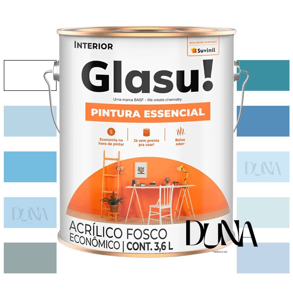 Tinta de Parede Cores Azul Glasu Antimofo 3,6L