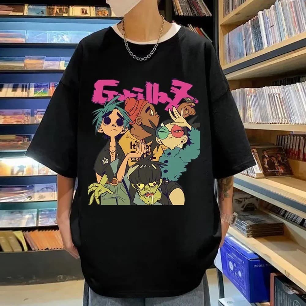 Camiseta Gorillaz Colorido Esstampada Blusa Moda Tendência Camisa Personalizada