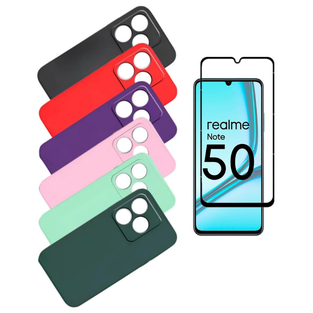 Kit 2em1 Para Realme Note 50 / Capa Capinha Case + Pelicula De Vidro Temperado 3D