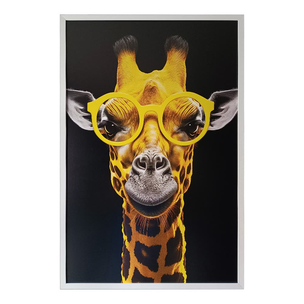 Quadro Decorativo Girafa de Óculos Moldura Cx Alta 100x66