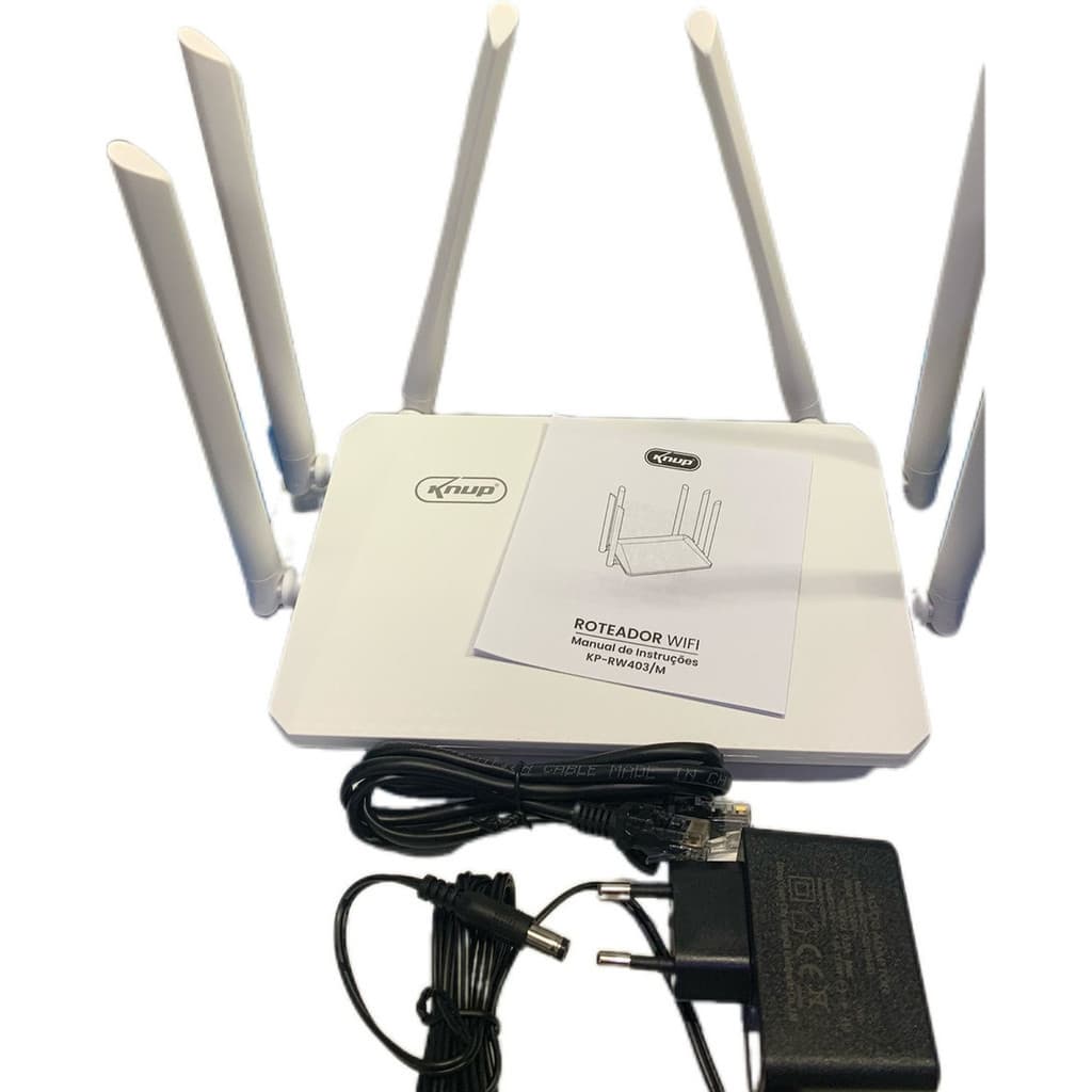 Roteador Wifi 2.4ghz 300mbps Com 6 Antenas Knup - Kp-rw403/m
