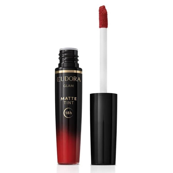 Batom matte tint Glam Vermelho radiante nova versão