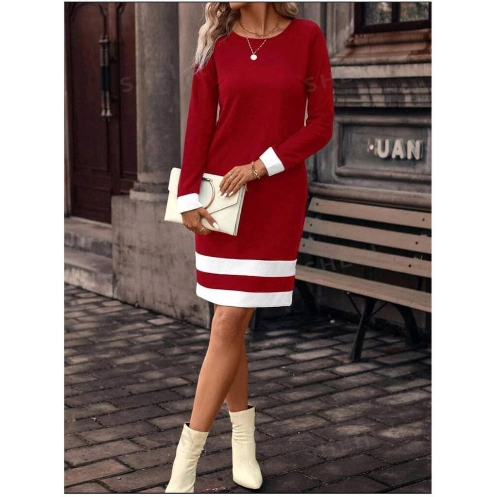 Vestido Fitted Bloco De Cores Vermelho Clasi