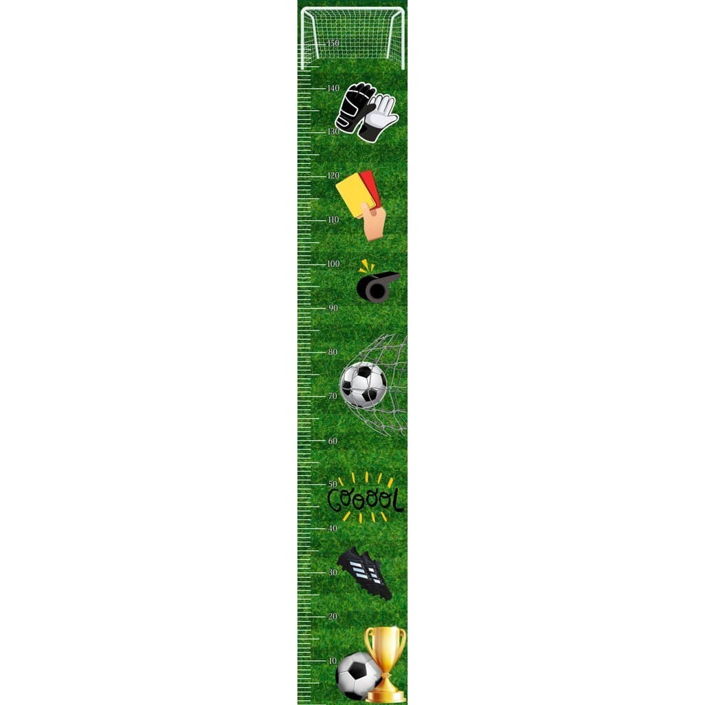 Adesivo de Parede Futebol Gramado Regua de Crescimento Quarto Infantil Menino 25x160cm Jogador