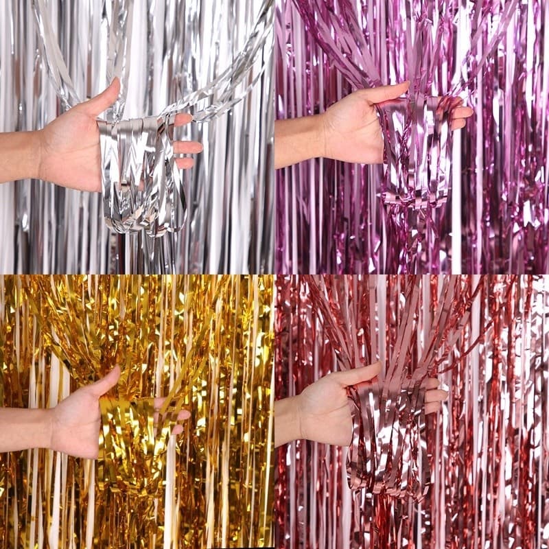 Kit 1/ Kit 2/ Kit 3 Cortina Metalizado para Festa 1mx2m painel decoração fita metalizada Promocao
