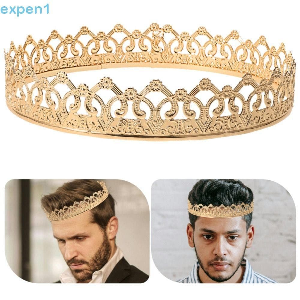 EXPEN Prince Crowns , Bar Mitzvah Western King Crown , Acessórios Para Cabelo Tiara De Tiaras Redondas