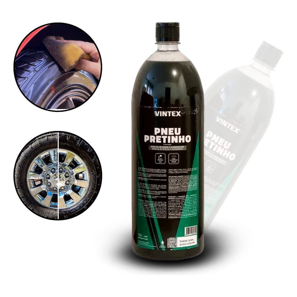 Vintex Pneu Pretinho 1,5L com Fórmula Concentrada para Pneus Novos e Hidratação Duradoura
