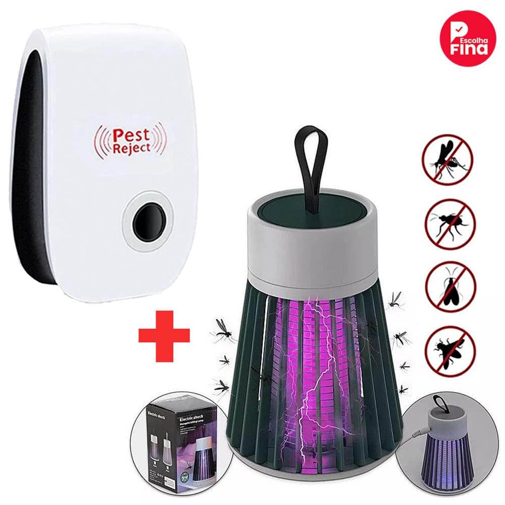 Luminária LED UV Anti Mosquito Portátil Recarregável USB + Repelente Ultrassônico Para Casa Viagem E Escritório
