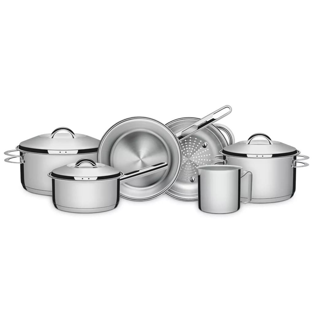 Jogo de Panelas Aço Inox Indução Fundo Triplo Solar 6 Peças - Tramontina