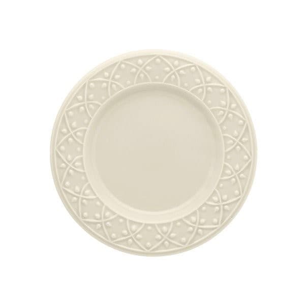 Prato Sobremesa 20cm Mendi Marfim Cerâmica Moderna Oxford Ideal para Mesa Posta e Decoração