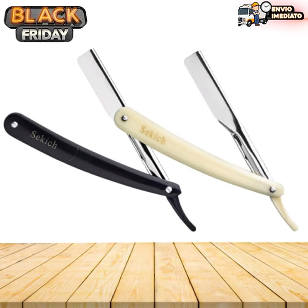 Navalha de Barbear Profissional Lâmina Navalhete Acabamento Sobrancelha Barba Barbeiro Aço Inox