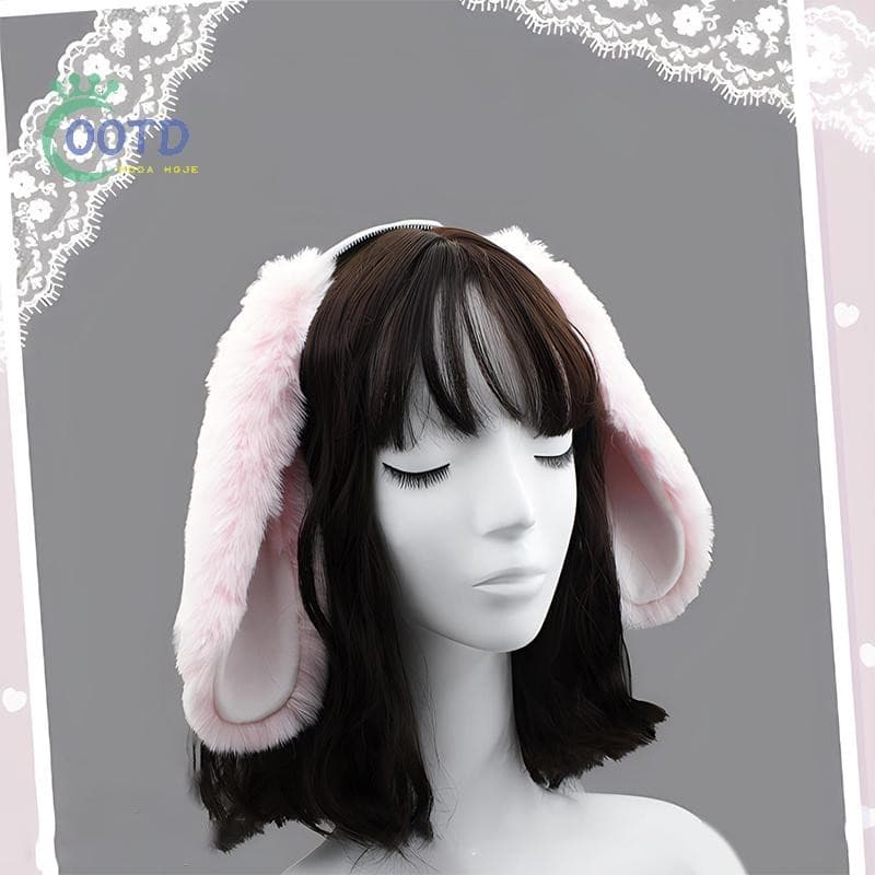 Moda Hoje Orelhas De Coelho Fofas De Pelúcia Argola De Cabelo Fantasia Cosplay Acessórios Para Festa De Adultos .